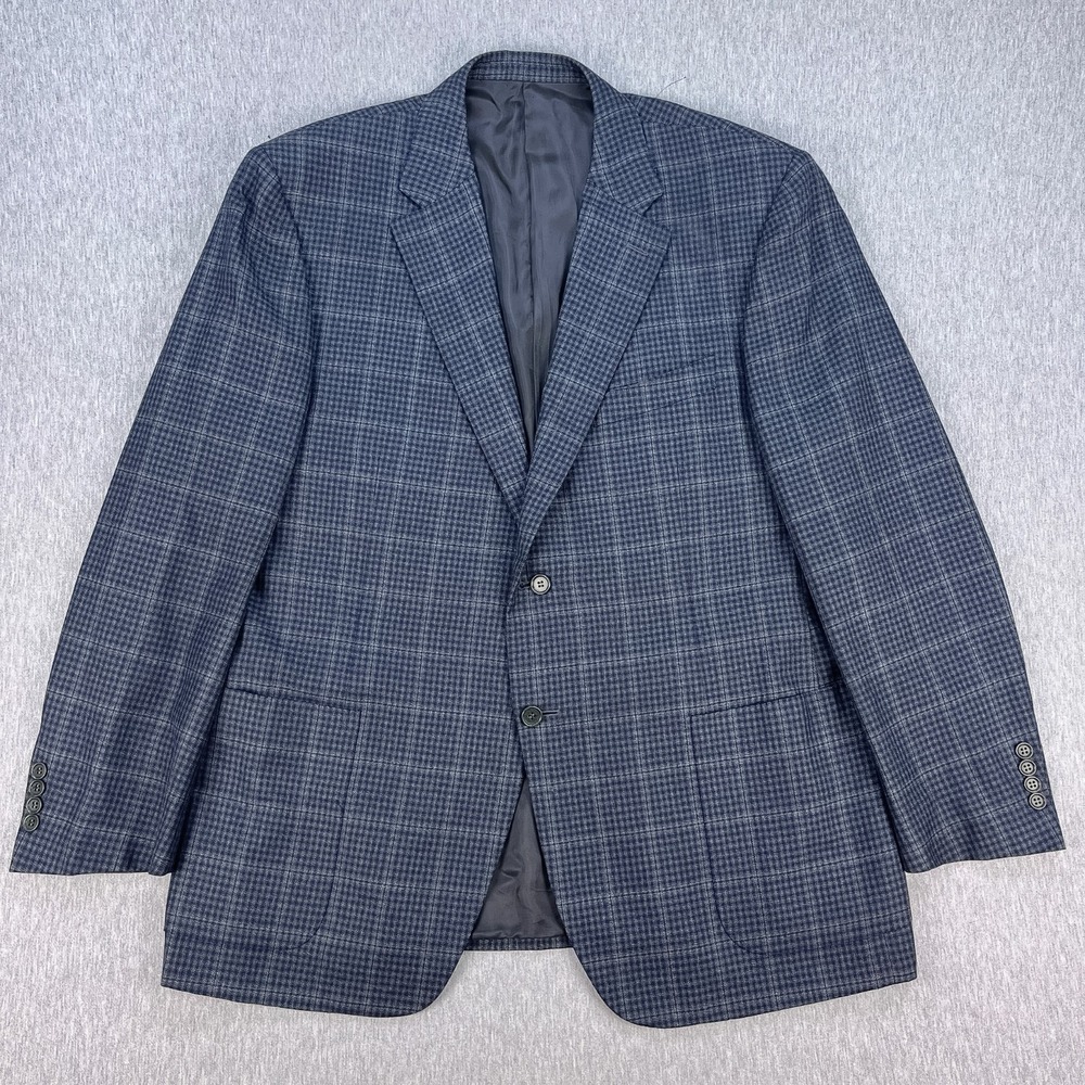 Canali Siena Sport Coat Blazer 40R Mens Blue/Gray Plaid Wool Silk Italy L13291